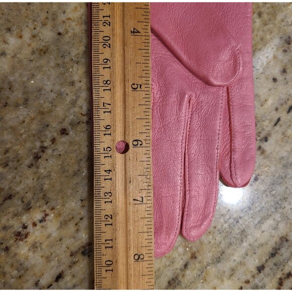 Vintage Womens Size S Pink Leather 8" Short Gloves Cabretta - Picture 14 of 16